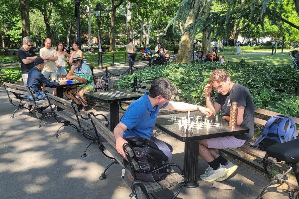 People playing chess in Washington Square Park.